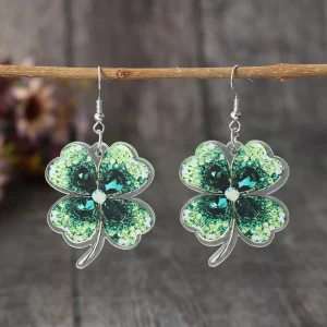 Lucky Clover Acrylic Dangle Earrings